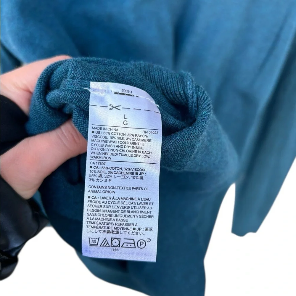 NWT Banana Republic Premium Lux x Yarn V-Neck Sweater - Size Large - Turquoise